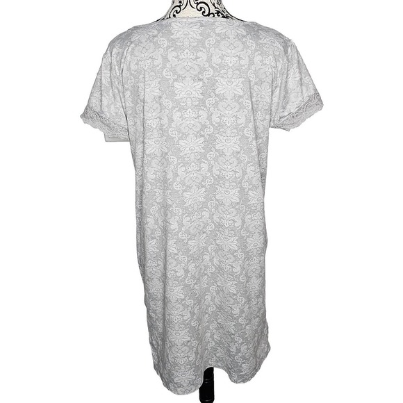 Tahari Sleep Lace Accent Cap Sleeve Top Size L Gray - Picture 3 of 5